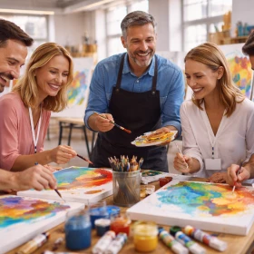 Businessmenschen bei einem Kunstevent