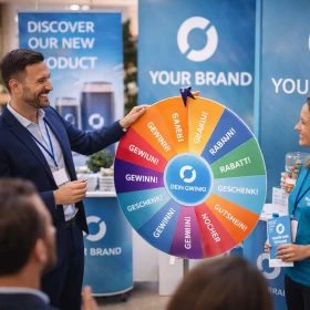 Glücksrad-Aktion auf einer Messe