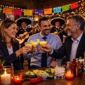 Businessmenschen an einer Bar, trinken ein Cocktail