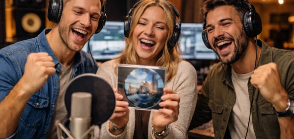 Musikworkshop Firmenevent im Tonstudio – Team präsentiert eigene CD