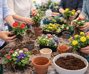 Floristikworkshop, Pflanzschalen gestalten mit unterschiedlichen Blumen