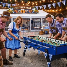 Der Oktoberfest-Tischkicker als Eventmodul auf Ihrem Firmengelände verbindet lockere Unterhaltung mit aktivem Teambuilding im Rahmen eines professionellen B2B-Firmenevents. Dieses interaktive Spiel stärkt Kommunikation, Motivation und Mitarbeiterbindung bei Ihrer Oktoberfest-Mitarbeiterveranstaltung.