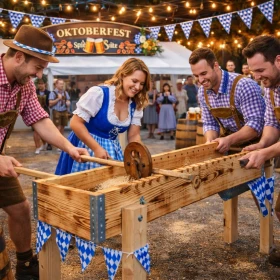 Dieses traditionelle Holzspiel-Modul im Oktoberfest-Stil ist ein kreatives Highlight für Ihr Firmenevent und ergänzt Ihr B2B-Teamevent mit authentischem Wiesn-Charakter. Als interaktives Spielstation stärkt es Teamarbeit, Wettbewerbsgeist und Mitarbeiterbindung auf Ihrer Oktoberfest-Mitarbeiterveranstaltung.