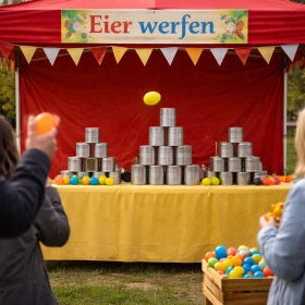 Markstand mit Dosenwerfen