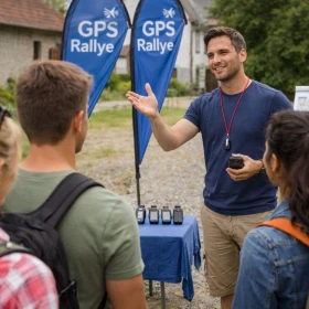 Guide erklärt den Teilnehmern wichtige Informationen