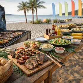 Grillbuffet am Strand