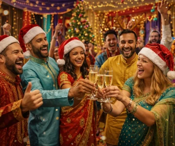 Gruppe stößt mit einem Glas Sekt an