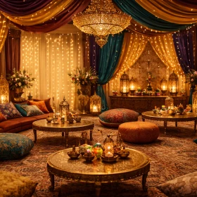 dekorierte Location für eine Bollywood Weihnachtsfeier