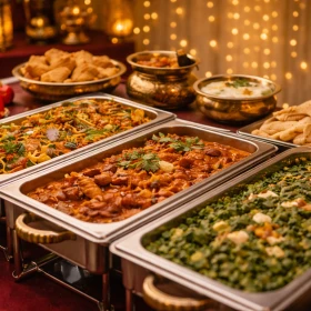 indische Speisen von einem Buffet