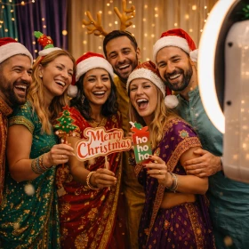 Personen machen ein Foto vor der Fotobox