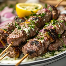 typisch griechisches Fleisch auf einem Teller