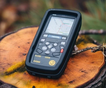 GPS-Gerät auf einem Baumstamm