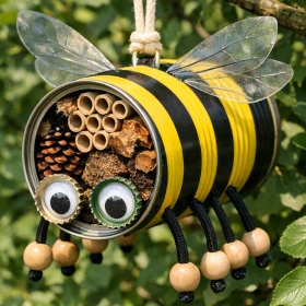 Insektenhotel in einer Dose als Biene