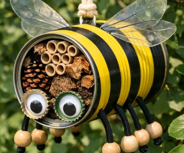 Insektenhotel in einer Dose als Biene