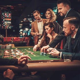 Gruppe am Roulettetisch