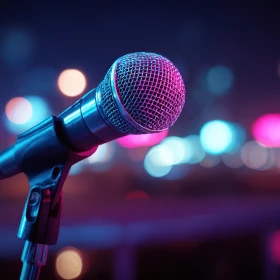 Mikrofon steht auf einer Bühne