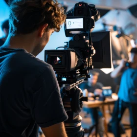 Person hält eine Kamera und filmt eine Situation