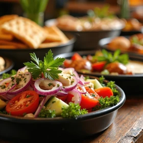 Teller mit Vorspeisen Salaten