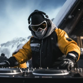DJ im Schnee am Mischpult